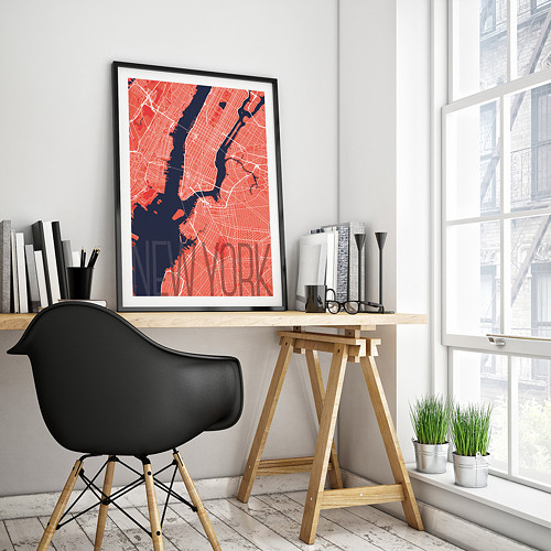 NEW YORK, 50x70cm, elegantní, červený