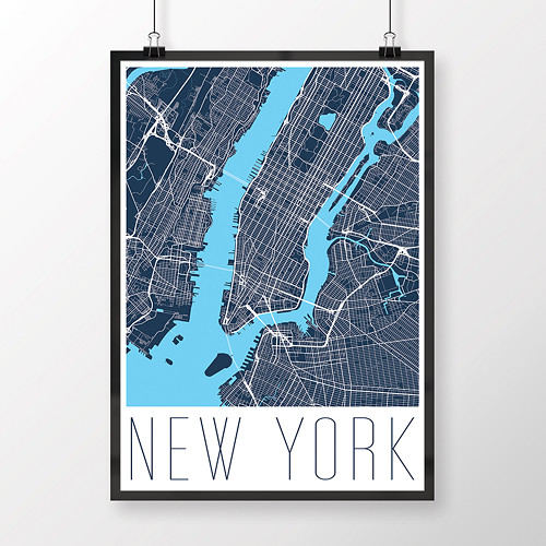 NEW YORK, 50x70cm, moderní, tmavě modrý