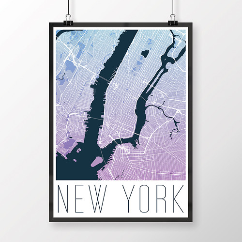 NEW YORK, 50x70cm, moderní, modro-fialový