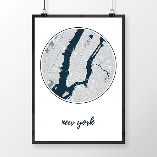 NEW YORK, 50x70cm, kulatý, světle modrý