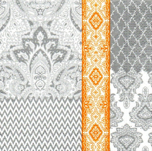 Papírový ubrousek,ornament,oranžová,vintage,2 kusy