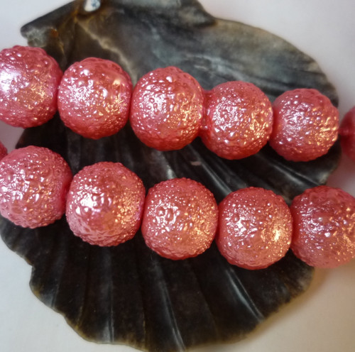 Růžové vroubkované perly "Zigana" 8 mm 20 ks