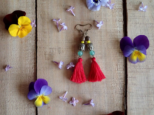 Boho naušnice s buddhou a jadeitem — foto 1