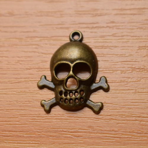 Lebka - starobronz - 26mm x 20mm - 1 kus