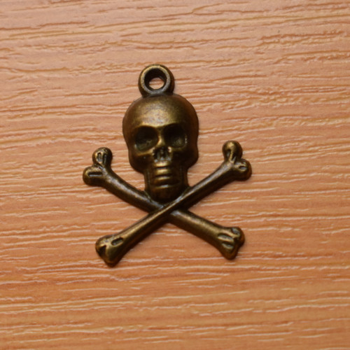 Lebka a hnáty- starobronz - 24mm x 21mm - 2 kusy