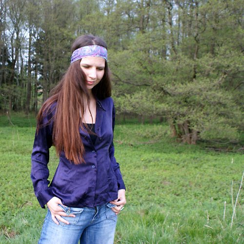 Fialová hippie hedvábná košile — foto 1
