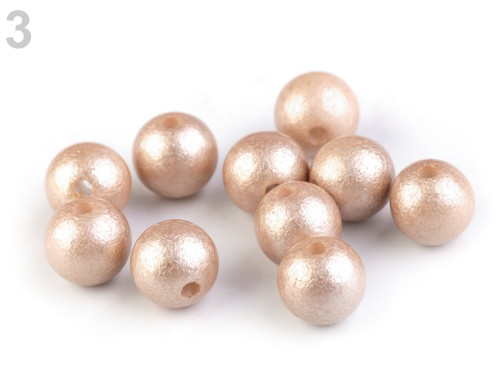 Plast.korálky Shine effect Ø12mm - hnědá sv.(10ks)
