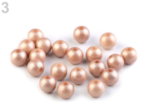 Plast.korálky Shine effect Ø8mm - hnědá sv.(20ks)