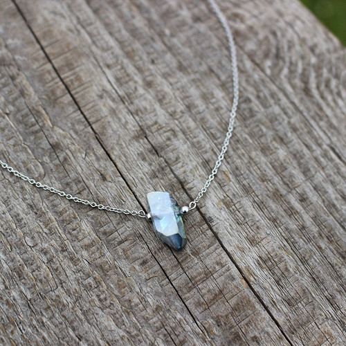Iwe • křišťál aqua aura, chir. ocel — foto 1
