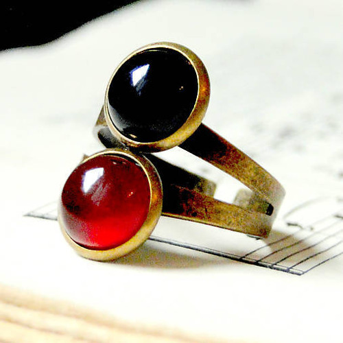 Prsteň Harmónia minerálov - achát a červený jadeit