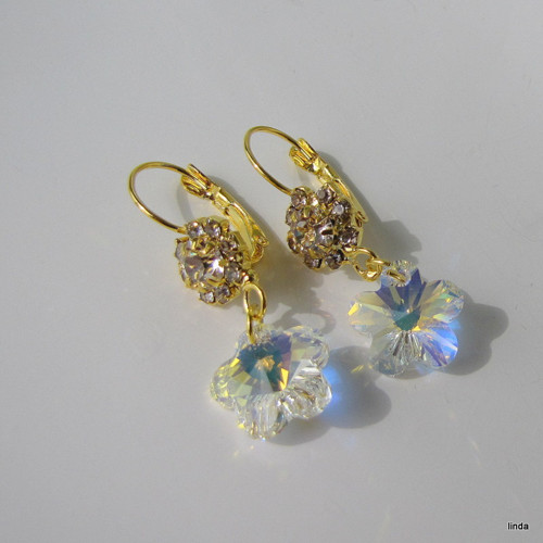 Náušnice * kytička * SWAROVSKI * 1 pár/ bal