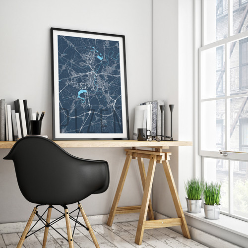 PLZEŇ, 50x70cm, elegantní, tmavě modrá — foto 1