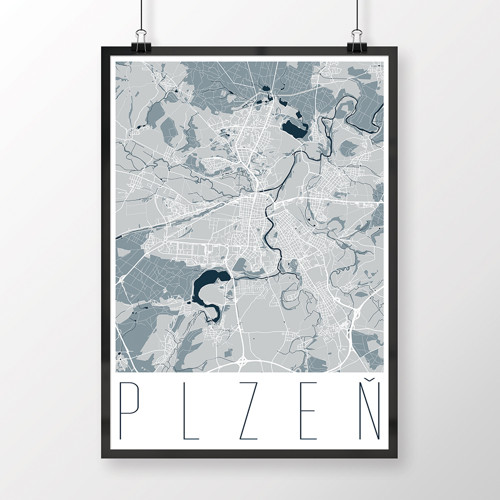 PLZEŇ, 50x70cm, moderní, světle modrá — foto 1