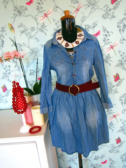 Skvělé retro jeans šaty — foto 1