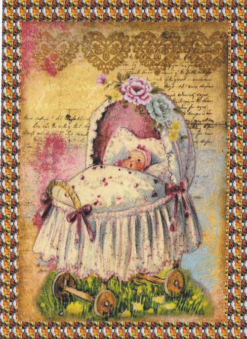 Bavlněná látka - panel 12 x 17,5 cm