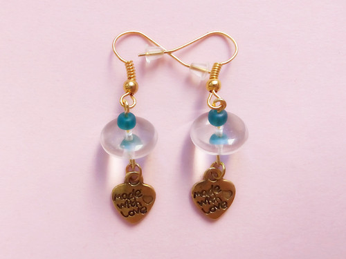 Náušnice Háček - Čirá Tyrkys Srdíčko Mwl