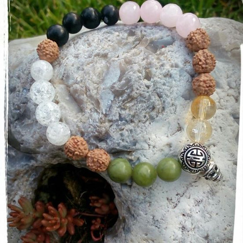Energetické Buddha náramky mix kamínků+ Rudraksha