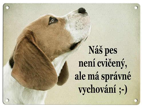 Plechová cedulka- Bígl na úrovni 2