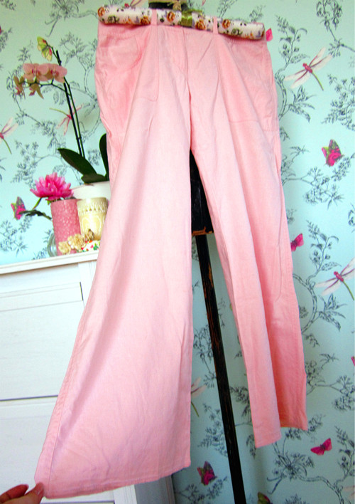 Lněné kalhoty powder pink — foto 1