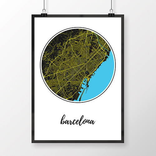 BARCELONA, 50x70cm, kulatá, černá — foto 1