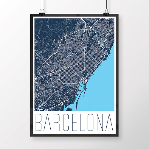 BARCELONA, 50x70cm, moderní, tmavě modrá