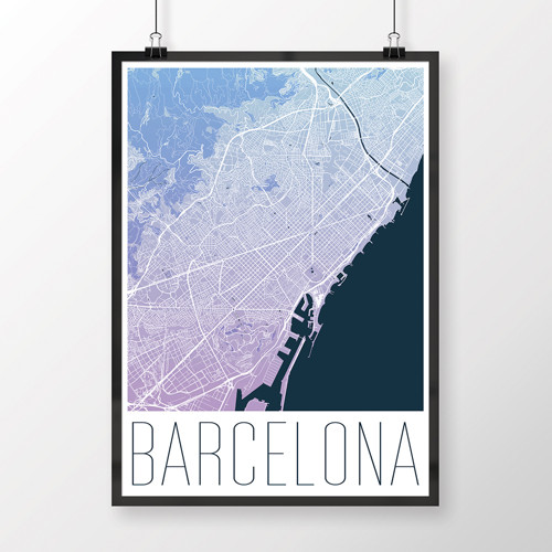 BARCELONA, 50x70cm, moderní, modro-fialová