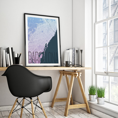 BARCELONA, 50x70cm, elegantní, modro-fialová