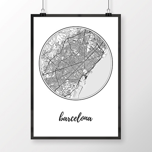 BARCELONA, 50x70cm, kulatá, bílá — foto 1