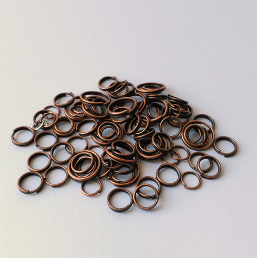 Spoj. kroužky mix Ø 5-10mm - měděné - 10g