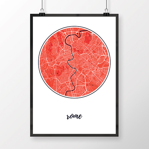 ŘÍM, 50x70cm, kulatý, červený