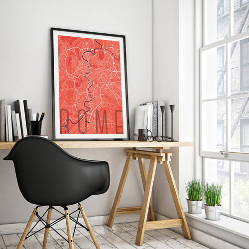 ŘÍM, 50x70cm, elegantní, červený