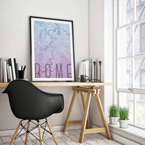 ŘÍM, 50x70cm, elegantní, modro-fialový