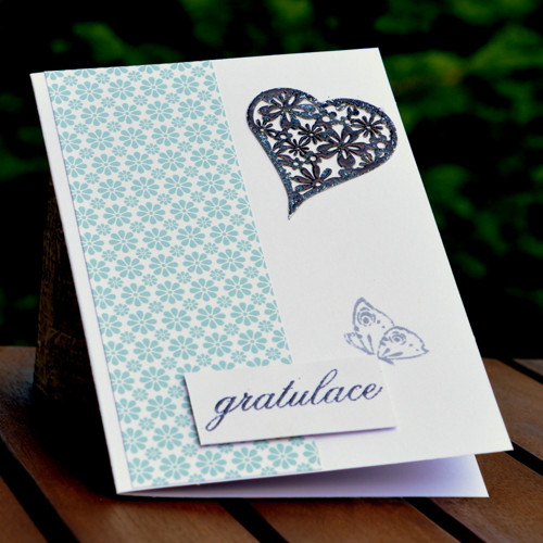Gratulace - srdce s květy, P69