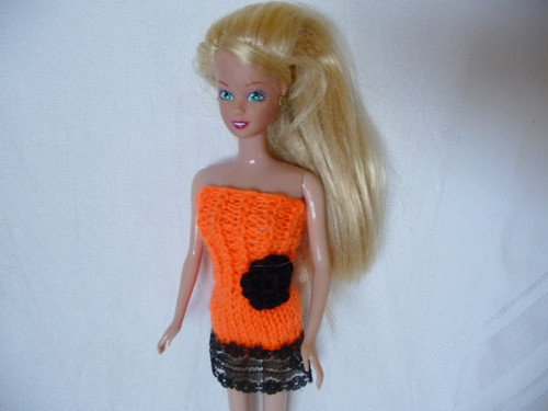 Mini oranžové s kytičkou a krajkou
