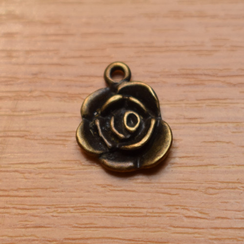 Růže - starobronz - 17x14mm