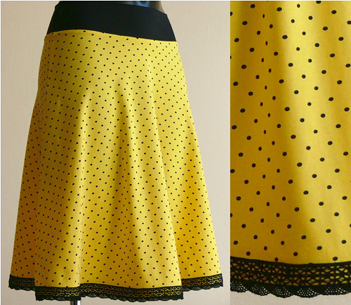 Skirt Yellow/Black Dottie/Lace