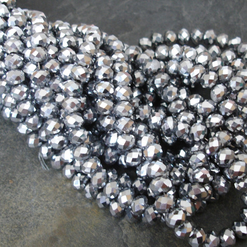 + Rondelky broušené 6x4mm - stříbrné