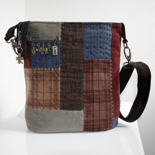 Patchworková crossbody kabelka ve stylu Sashiko — foto 1
