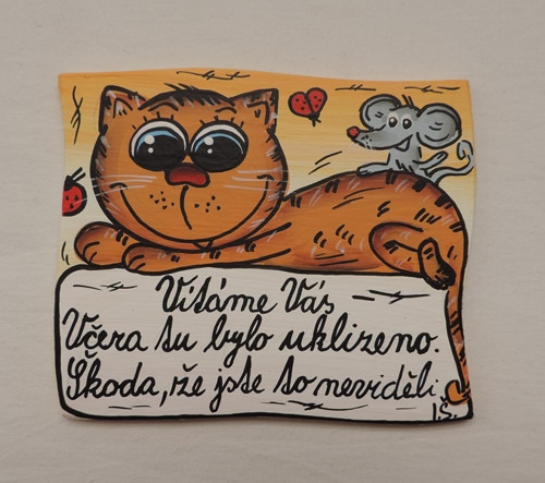 Cedulka na dveře-kočka