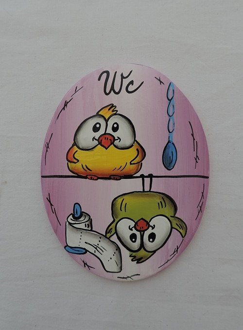 Cedulka na dveře-ovál-ptáček-wc