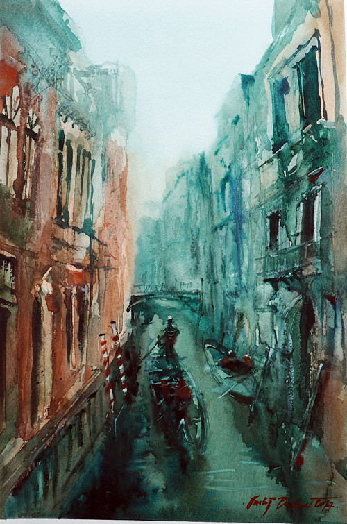 Výlet do Benátek 1,originální akvarel — foto 1