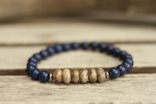 Pánsky náramok jaspis, lapis lazuli, hematit — foto 1