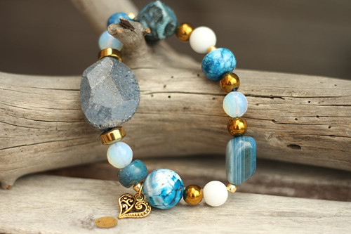 Boho náramok z minerálov blue — foto 1
