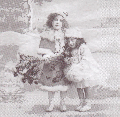 Ubrousek vintage - dvě dívky — foto 1