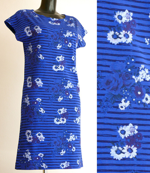 BeachDressFlowersOnStripes/PlumBlue