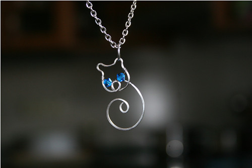 Kočička - přívěšek - chirurgická ocel Swarovski