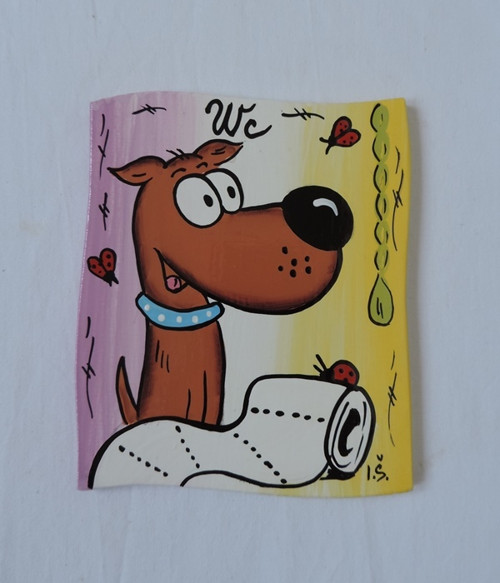 Cedulka na dveře-pes-wc lila