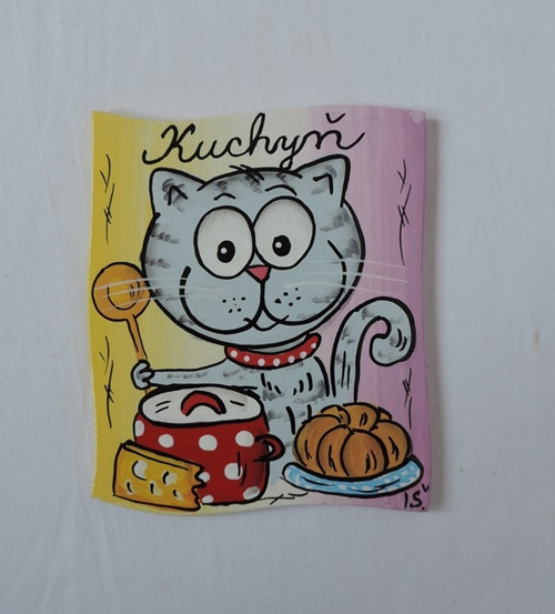 Cedulka na dveře kocourek-kuchyň