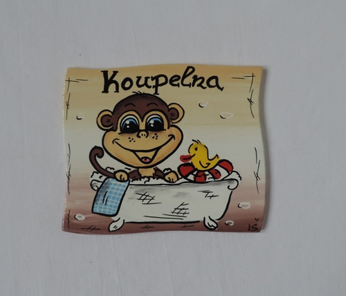 Cedulka na dveře-opička-koupelna