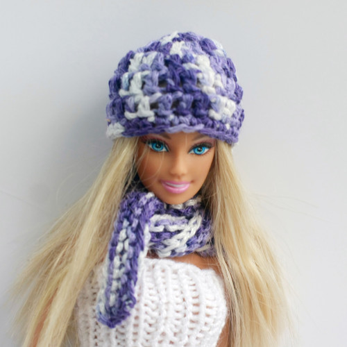 Melírovaná čepice a šála pro Barbie — foto 1